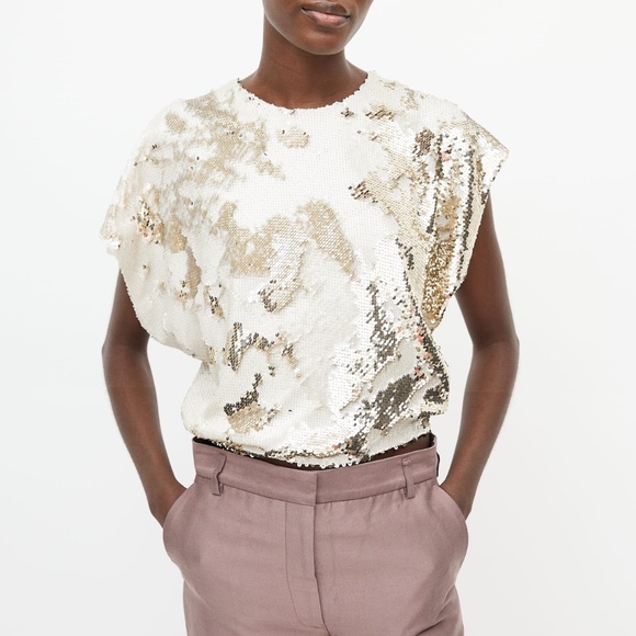 $375 Rachel Comey Cream & Gold Sequin Top Size 2 - Picture 1 of 8